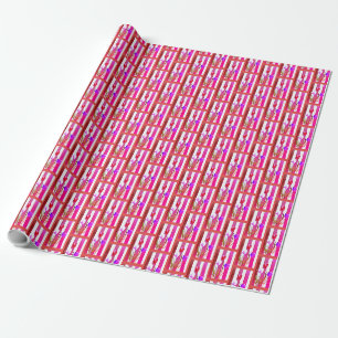 CADPAPER MET ROZE, RODE EN PAARSE TULPEN. CADEAUPAPIER