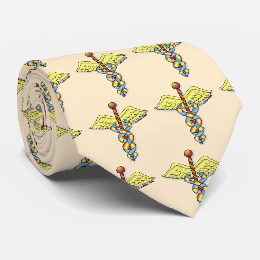 Caduceus aangepaste naam stropdas (Opgerold)