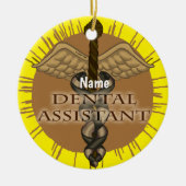 Caduceus aangepaste tandheelkundige assistent orna keramisch ornament (Voorkant)