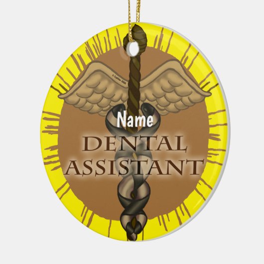 Caduceus aangepaste tandheelkundige assistent orna keramisch ornament (Links)