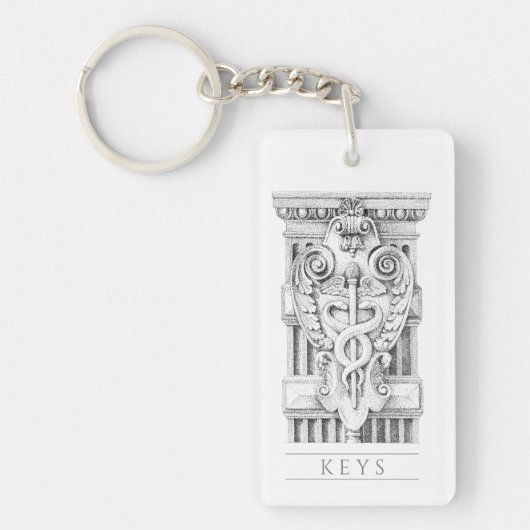 CADUCEUS Acryl Rechthoekige Sleutelhanger (Voorkant)