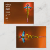 CADUCEUS AGATE, levendig goudroze sinaasappel Visitekaartje (Voorkant / Achterkant)