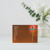 CADUCEUS AGATE, levendig goudroze sinaasappel Visitekaartje (Staand voorkant)