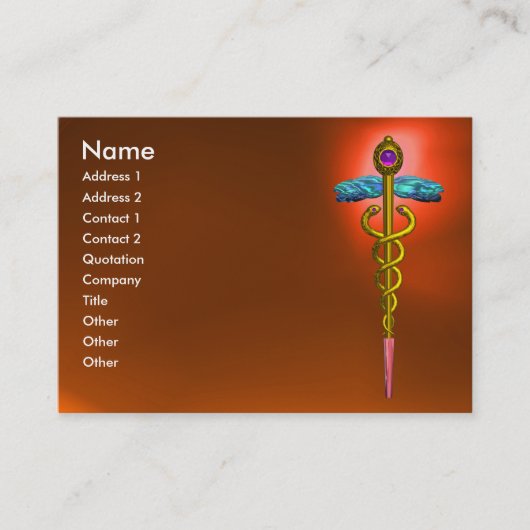 CADUCEUS AGATE, levendig goudroze sinaasappel Visitekaartje (Voorkant)