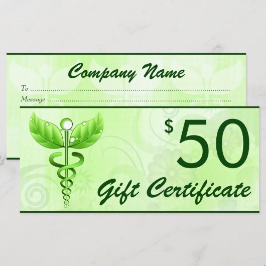 Caduceus Alternative Medicine $50 Gift Voucher (Voorkant / Achterkant)