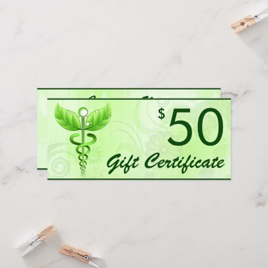 Caduceus Alternative Medicine $50 Gift Voucher (Voorkant / Achterkant in situ)