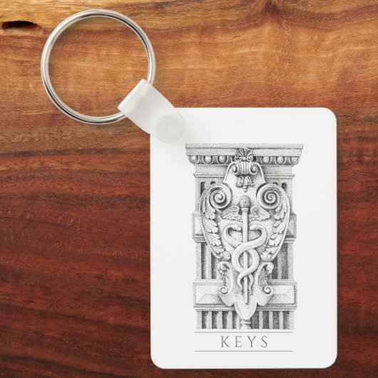 CADUCEUS Aluminium Rechthoek Sleutelhanger (Voorkant)