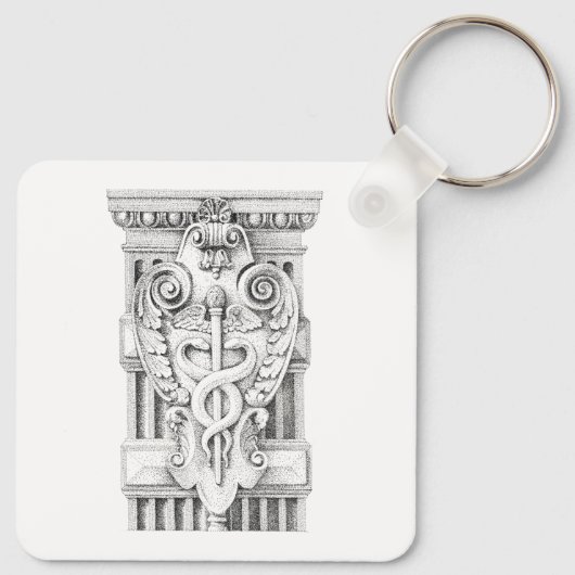 CADUCEUS Aluminium Vierkante Sleutelhanger (Achterkant)