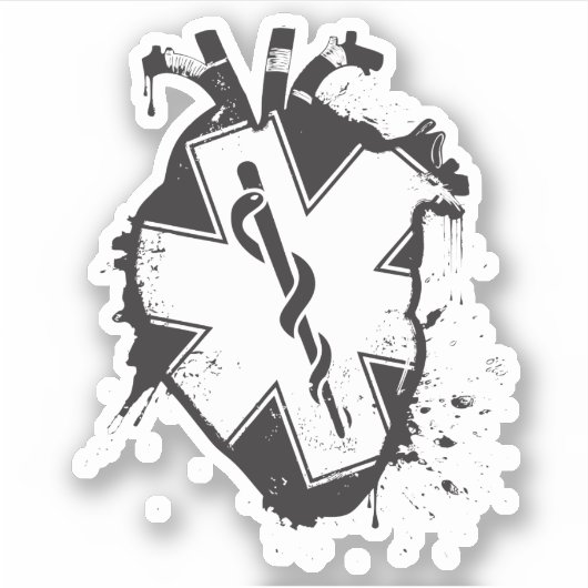 Caduceus anatomisch hart ster van het leven sticker (Voorkant)