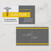 Caduceus arts minimaliseert grijs, wit, geel visitekaartje (Voorkant / Achterkant)