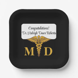 Caduceus Black & Gold Medical School Afstuderen Papieren Bordje