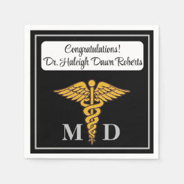 Caduceus Black & Silver Medical School Afstuderen Servet