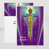 CADUCEUS, blauw, roze, paars amethyst goud Kaart (Voorkant / Achterkant)