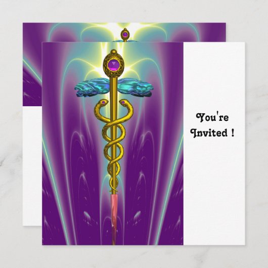 CADUCEUS blauw roze violet paars amethyst wit Kaart (Voorkant / Achterkant)