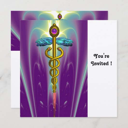 CADUCEUS blauw roze violet paars amethystgoud Kaart (Voorkant / Achterkant)