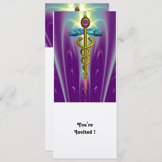 CADUCEUS blauw violet paars amethyst champagne Kaart (Voorkant / Achterkant)