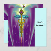 CADUCEUS blauw violet paars amethyst wit Kaart (Voorkant / Achterkant)