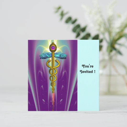 CADUCEUS blauw violet paars amethyst wit Kaart (Staand voorkant)