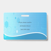 Caduceus Blauwe Medische Hartslag Foto ID Badge (Achterkant)