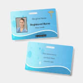 Caduceus Blauwe Medische Hartslag Foto ID Badge (Voor- en achterkant)