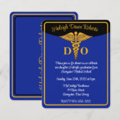 Caduceus Blue/Gold/Black Medical School Afstuderen Kaart (Voorkant / Achterkant)