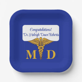 Caduceus Blue & Gold Medical School Afstuderen Papieren Bordje