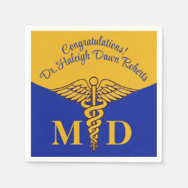 Caduceus Blue & Gold Medical School Afstuderen Servet