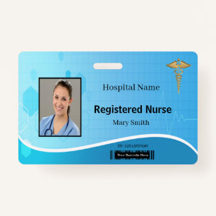 Caduceus Blue Medical Heartbeat Foto ID Badge