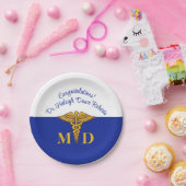 Caduceus Blue & White Medical School Afstuderen Papieren Bordje (Feest)
