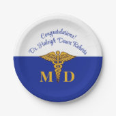 Caduceus Blue & White Medical School Afstuderen Papieren Bordje (Voorkant)