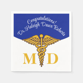 Caduceus Blue & White Medical School Afstuderen Servet