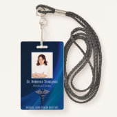 Caduceus Chrome Dark Holographic Medical Foto ID Badge (Voorkant met draagriem)