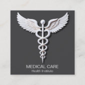 Caduceus Clean White Gedetailleerd Warm Grijs Medi Vierkante Visitekaartje (Voorkant)