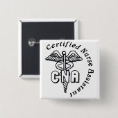 CADUCEUS CNA GECERTIFICEERDE VERZEKERINGSBIJSTANDE VIERKANTE BUTTON 5,1 CM (Voorkant /achterkant)