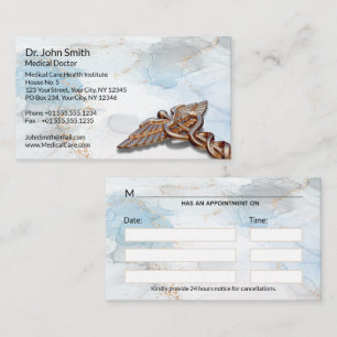 Caduceus Copper Roos Gold Medical Luxe Marble Afsprakenkaartje