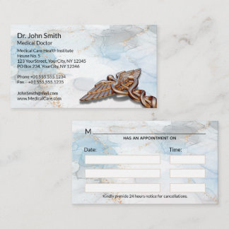 Caduceus Copper Roos Gold Medical Luxe Marble Afsprakenkaartje