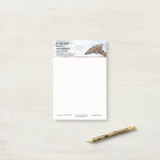 Caduceus Copper Roos Gold Medical Luxe Marble Post-it® Notes (Op bureau)
