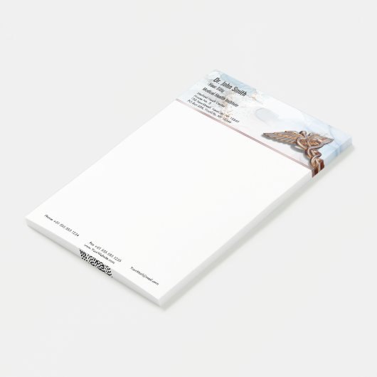 Caduceus Copper Roos Gold Medical Luxe Marble Post-it® Notes (Schuin)