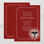 Caduceus Crimson Afstuderen Invitatio Kaart (Voorkant / Achterkant)