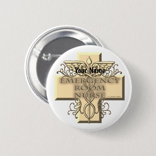 Caduceus Cross der Nurse Ronde Button 5,7 Cm (Voorkant /achterkant)
