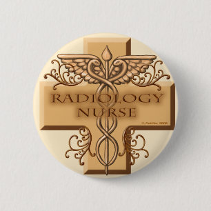 Caduceus cross radiologie verpleegkundige ronde button 5,7 cm