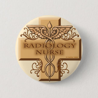 Caduceus cross radiologie verpleegkundige ronde button 5,7 cm