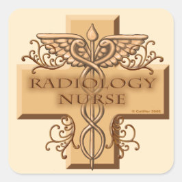 Caduceus cross radiologie verpleegkundige vierkante sticker