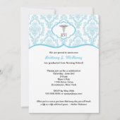 Caduceus Damask blue Nursing school afstuderen RN Kaart (Voorkant)