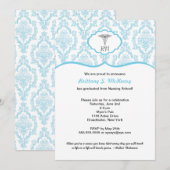 Caduceus Damask blue Nursing school afstuderen RN Kaart (Voorkant / Achterkant)