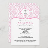 Caduceus Damask roze Nursing school afstuderen RN Kaart (Voorkant / Achterkant)