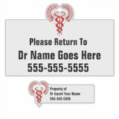 Caduceus, de naamplaatje van de doktersbagage sticker (Voorkant)