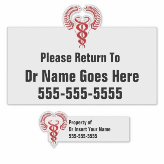 Caduceus, de naamplaatje van de doktersbagage sticker (Voorkant)