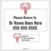 Caduceus, de naamplaatje van de doktersbagage sticker (Vel)