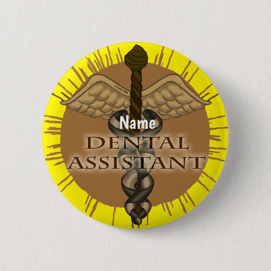 Caduceus Dental Assistant Ronde Button 5,7 Cm (Voorkant)